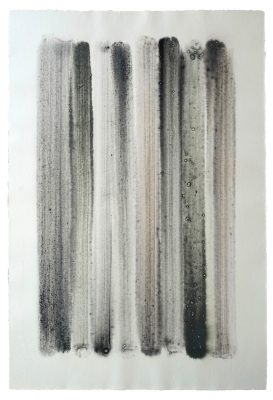 Kohle, Vivianit, ein Aquarell auf Büttenpapier aus dem Jahr 2002 von Helmut Dirnaichner mit Kohle, Vivianit, Elfenbeinschwarz, Braunkohle